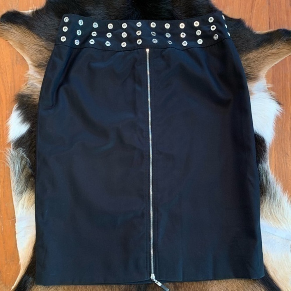 NWT Escada Black Grommet Zipper Pencil Skirt